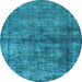 Round Oriental Light Blue Industrial Rug, urb1743lblu