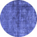 Round Oriental Blue Industrial Rug, urb1743blu