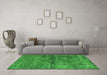 Machine Washable Oriental Green Industrial Area Rugs in a Living Room,, wshurb1743grn