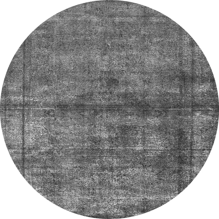 Round Machine Washable Oriental Gray Industrial Rug, wshurb1743gry