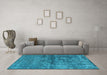 Machine Washable Oriental Light Blue Industrial Rug in a Living Room, wshurb1743lblu