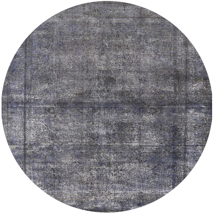 Round Machine Washable Industrial Modern Gunmetal Gray Rug, wshurb1743