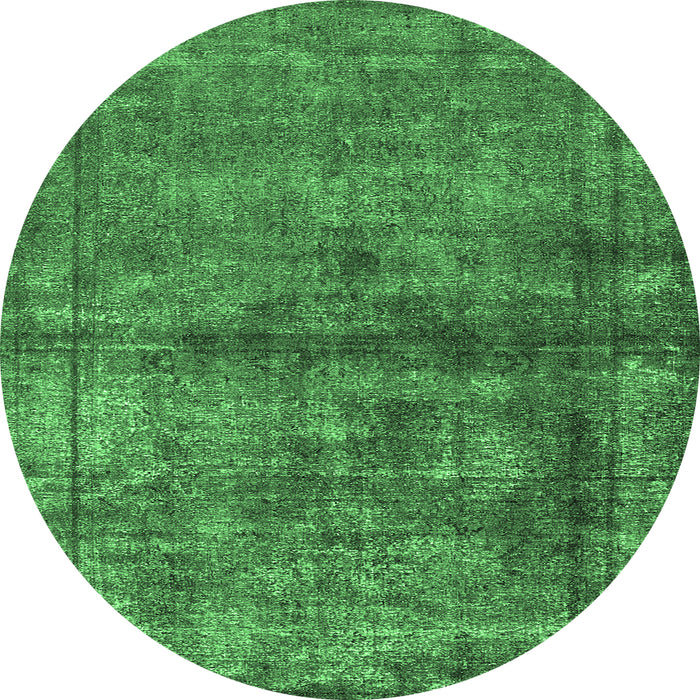 Round Oriental Emerald Green Industrial Rug, urb1743emgrn