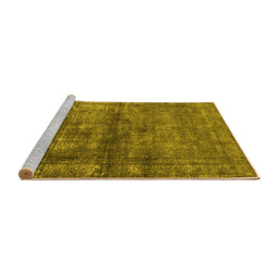 Sideview of Machine Washable Oriental Yellow Industrial Rug, wshurb1743yw