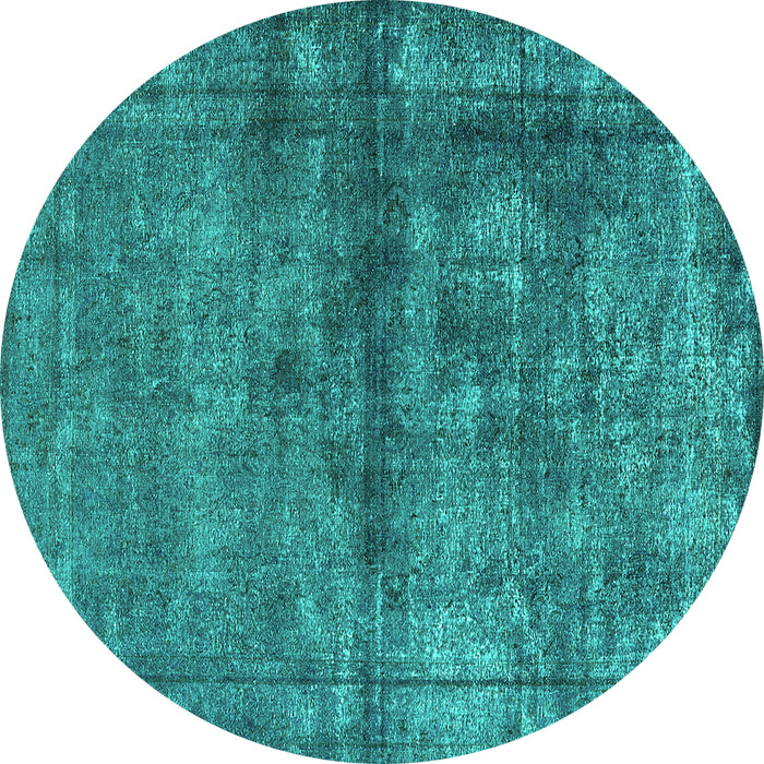 Round Machine Washable Oriental Turquoise Industrial Area Rugs, wshurb1743turq
