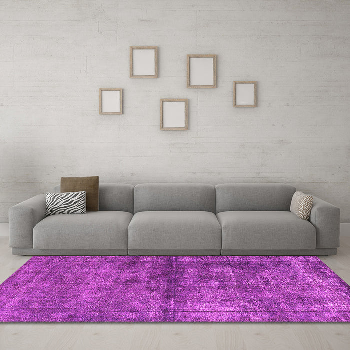 Machine Washable Oriental Pink Industrial Rug in a Living Room, wshurb1743pnk