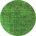 Round Oriental Green Industrial Rug, urb1744grn