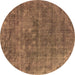 Round Oriental Brown Industrial Rug, urb1744brn