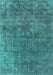 Machine Washable Oriental Turquoise Industrial Area Rugs, wshurb1744turq