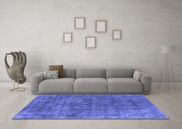 Machine Washable Oriental Blue Industrial Rug in a Living Room, wshurb1744blu