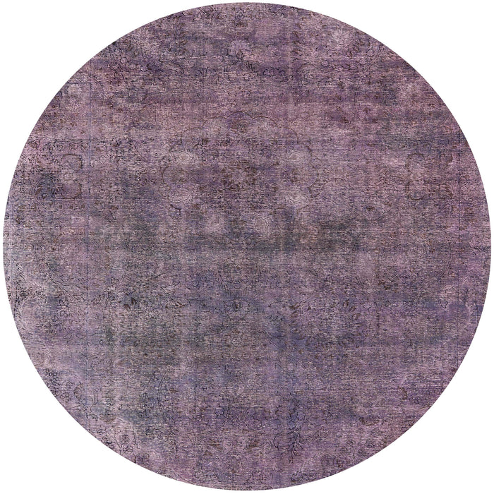 Round Machine Washable Industrial Modern Purple Rug, wshurb1744
