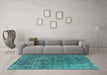 Machine Washable Oriental Turquoise Industrial Area Rugs in a Living Room,, wshurb1744turq