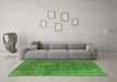 Machine Washable Oriental Green Industrial Area Rugs in a Living Room,, wshurb1744grn