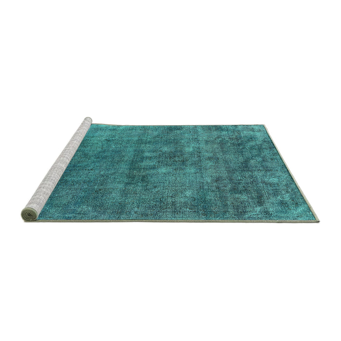 Sideview of Machine Washable Oriental Turquoise Industrial Area Rugs, wshurb1744turq
