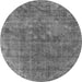 Round Machine Washable Oriental Gray Industrial Rug, wshurb1744gry