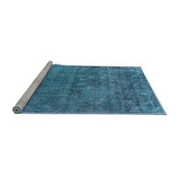 Sideview of Machine Washable Oriental Light Blue Industrial Rug, wshurb1744lblu