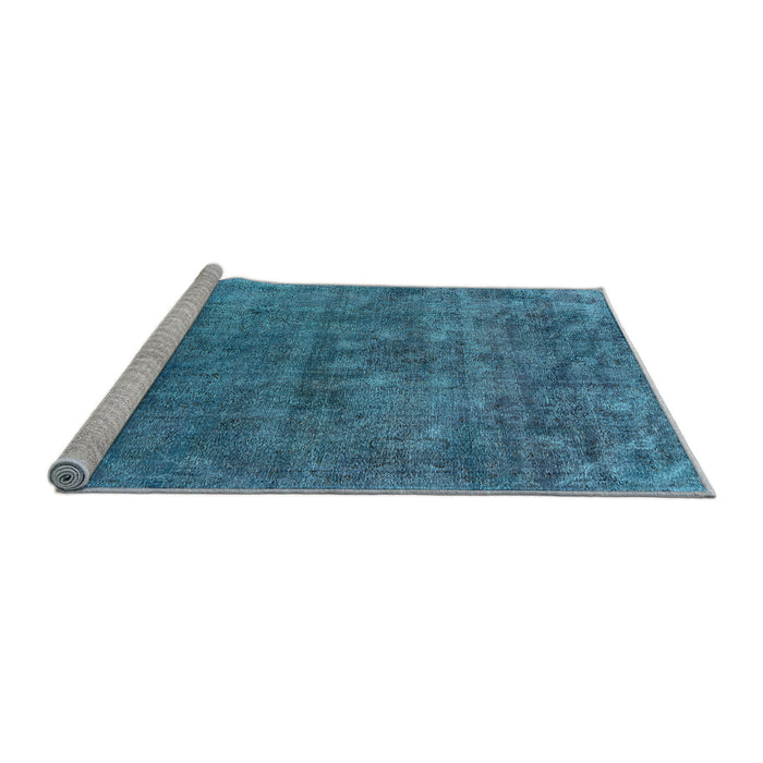 Sideview of Machine Washable Oriental Light Blue Industrial Rug, wshurb1744lblu