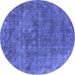 Round Oriental Blue Industrial Rug, urb1744blu