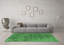 Machine Washable Oriental Emerald Green Industrial Area Rugs in a Living Room,, wshurb1744emgrn
