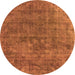 Round Machine Washable Oriental Orange Industrial Area Rugs, wshurb1744org