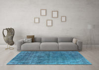 Machine Washable Oriental Light Blue Industrial Rug, wshurb1744lblu