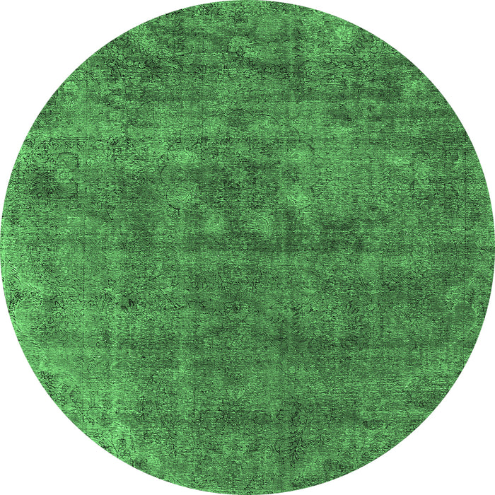 Round Oriental Emerald Green Industrial Rug, urb1744emgrn