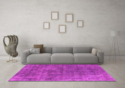 Machine Washable Oriental Pink Industrial Rug in a Living Room, wshurb1744pnk