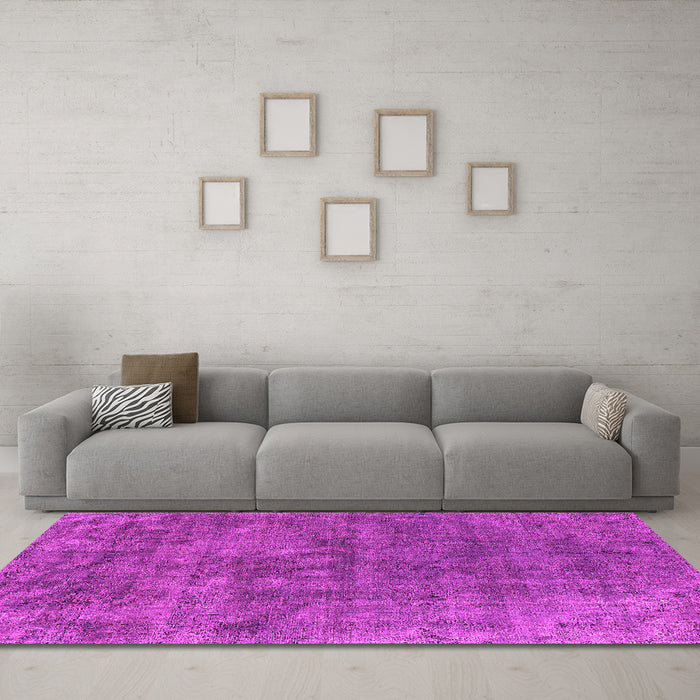 Machine Washable Oriental Pink Industrial Rug in a Living Room, wshurb1744pnk
