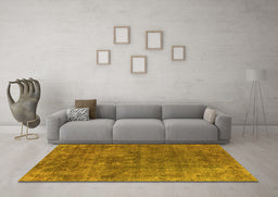 Machine Washable Oriental Yellow Industrial Rug in a Living Room, wshurb1744yw
