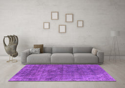 Machine Washable Oriental Purple Industrial Area Rugs in a Living Room, wshurb1744pur