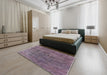 Mid-Century Modern Purple Oriental Rug in a Bedroom, urb1744