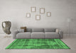 Machine Washable Oriental Emerald Green Industrial Area Rugs in a Living Room,, wshurb1745emgrn