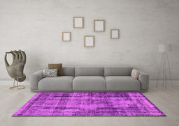 Machine Washable Oriental Pink Industrial Rug in a Living Room, wshurb1745pnk