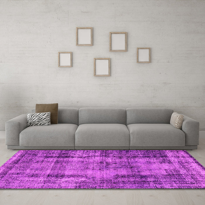 Machine Washable Oriental Pink Industrial Rug in a Living Room, wshurb1745pnk