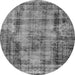 Round Machine Washable Oriental Gray Industrial Rug, wshurb1745gry