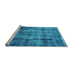 Sideview of Machine Washable Oriental Light Blue Industrial Rug, wshurb1745lblu