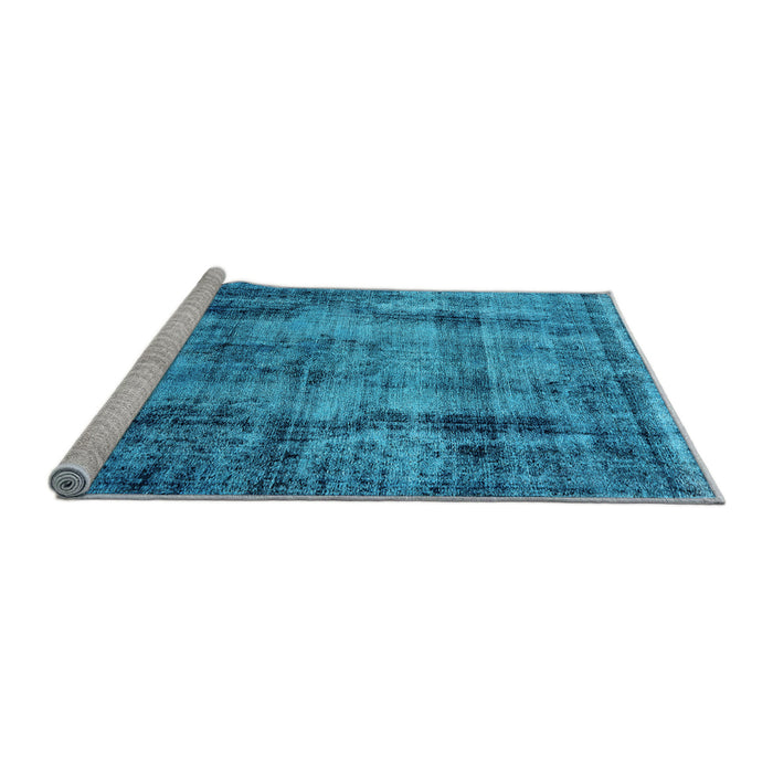 Sideview of Machine Washable Oriental Light Blue Industrial Rug, wshurb1745lblu