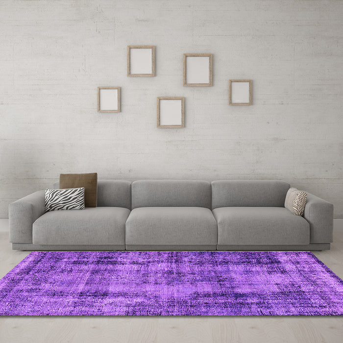 Machine Washable Oriental Purple Industrial Area Rugs in a Living Room, wshurb1745pur