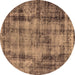 Round Oriental Brown Industrial Rug, urb1745brn