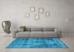 Machine Washable Oriental Light Blue Industrial Rug in a Living Room, wshurb1745lblu