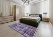 Mid-Century Modern Purple Oriental Rug in a Bedroom, urb1745