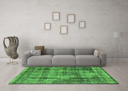 Machine Washable Oriental Green Industrial Area Rugs in a Living Room,, wshurb1745grn