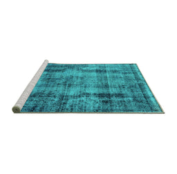 Sideview of Machine Washable Oriental Turquoise Industrial Area Rugs, wshurb1745turq