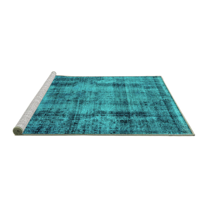 Sideview of Machine Washable Oriental Turquoise Industrial Area Rugs, wshurb1745turq
