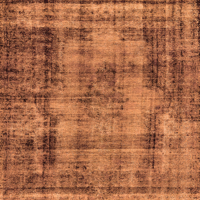 Square Machine Washable Oriental Orange Industrial Area Rugs, wshurb1745org