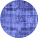 Round Oriental Blue Industrial Rug, urb1745blu