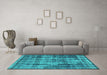 Machine Washable Oriental Turquoise Industrial Area Rugs in a Living Room,, wshurb1745turq