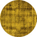 Round Oriental Yellow Industrial Rug, urb1745yw