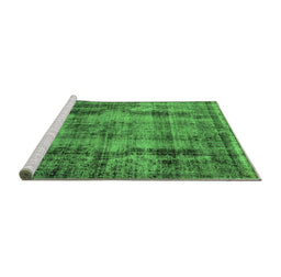 Sideview of Machine Washable Oriental Green Industrial Area Rugs, wshurb1745grn
