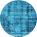 Round Oriental Light Blue Industrial Rug, urb1745lblu